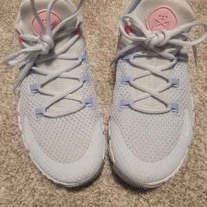 Light Gray and Pink Nike Metcon